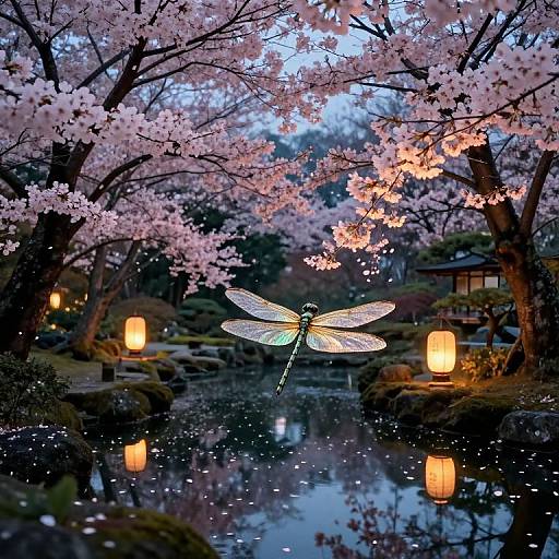 Tranquil Japanese Garden at Dusk