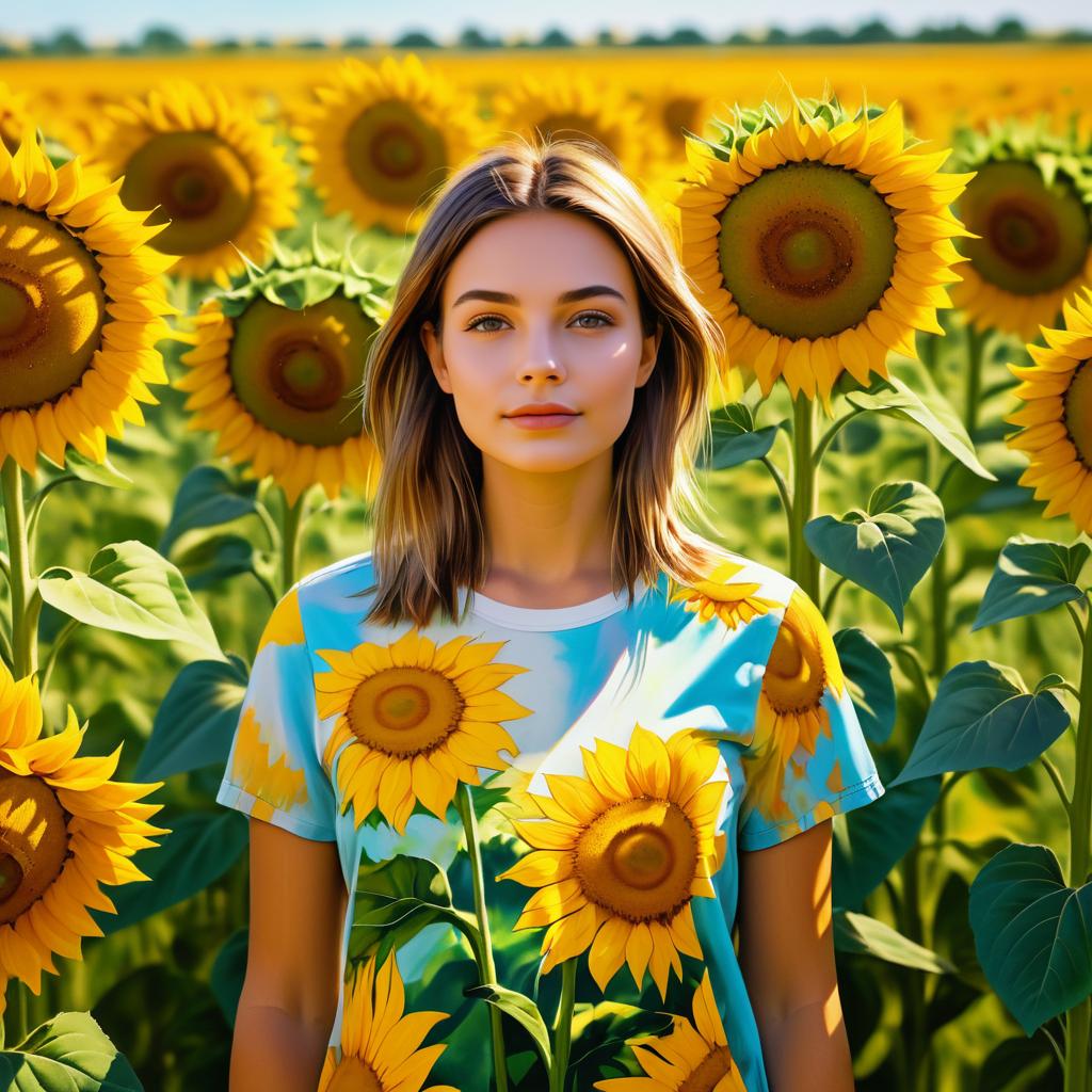 Vibrant Portrait of Canadian Girl in Sunflowers