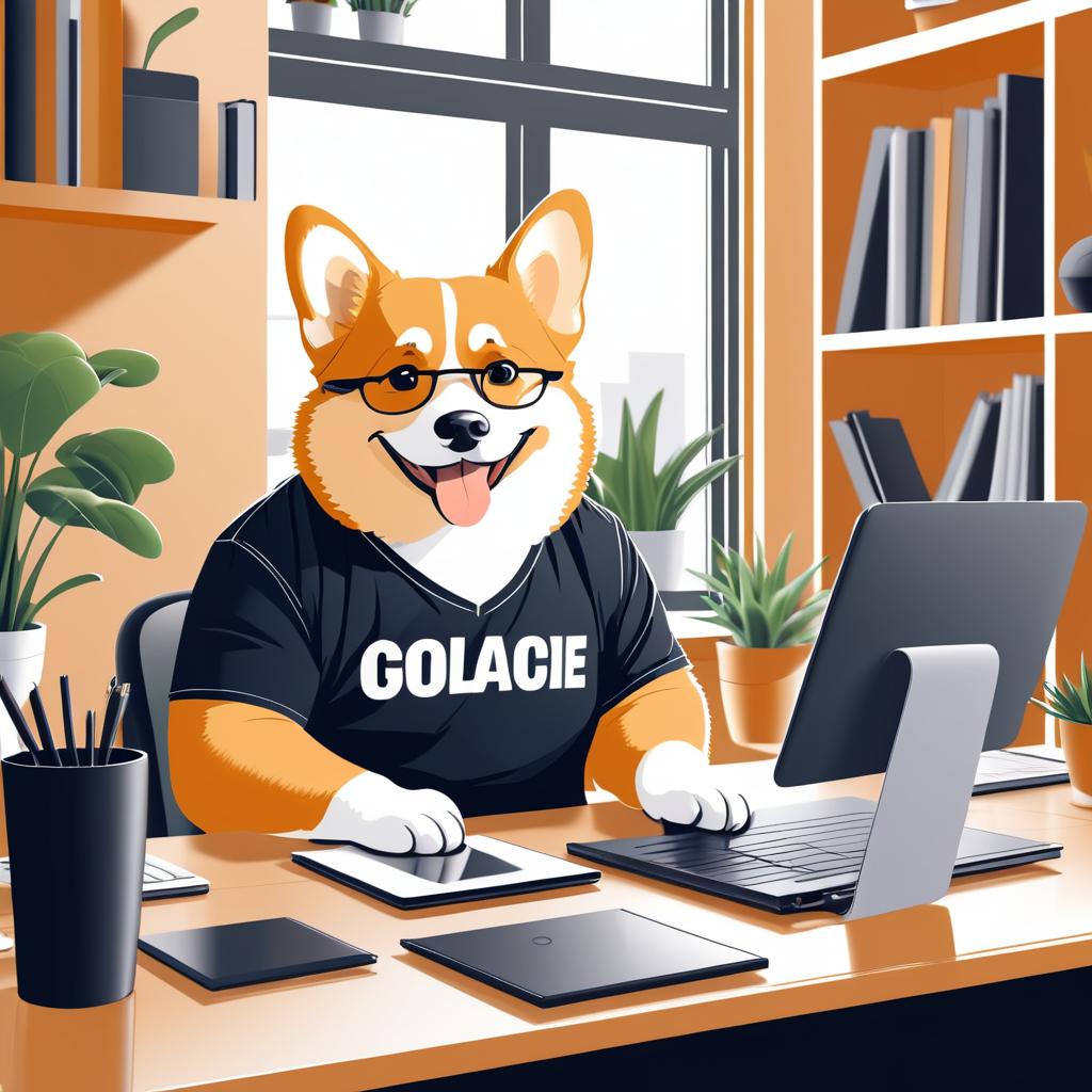 Sarcastic Corgi Working from Home