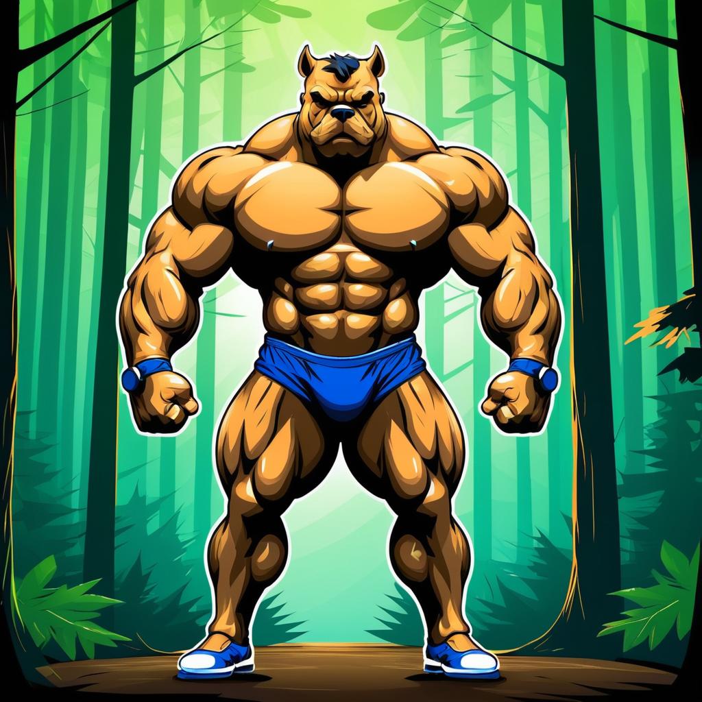 Buff Bulldog Bodybuilder in Enchanted Gym