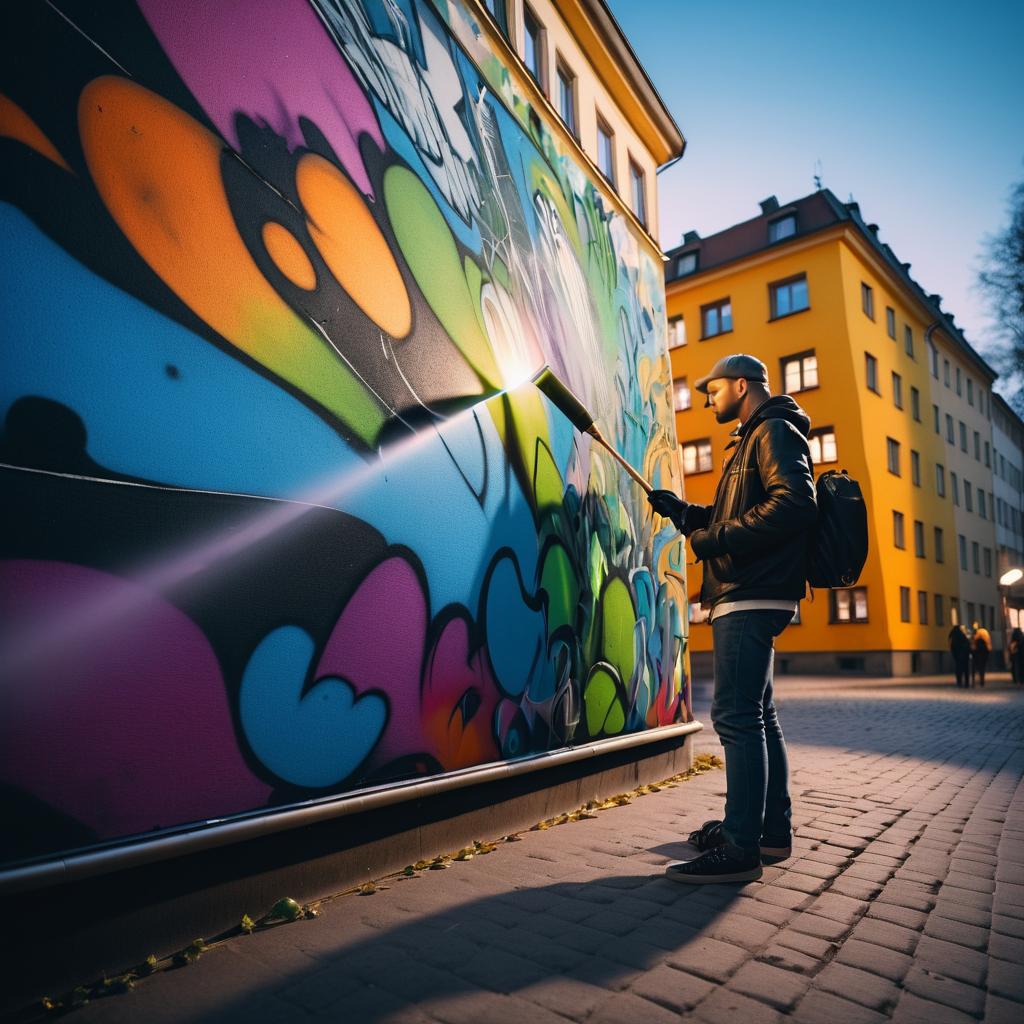 Vibrant Street Art in Berlin at Night