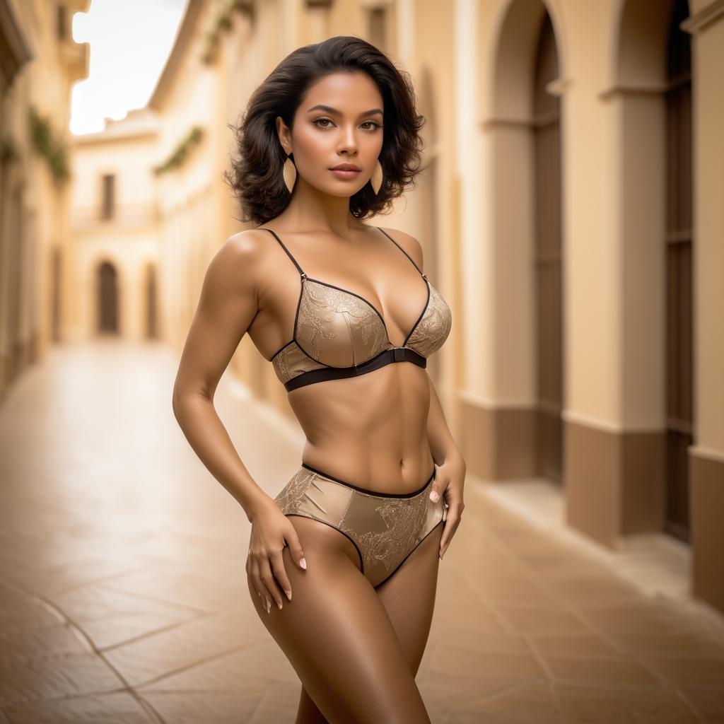 Elegant Sepia Portrait of Latin Woman