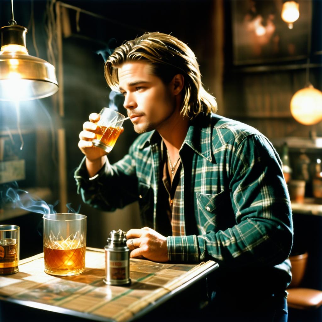 Brad Pitt in a Vintage Cocktail Scene