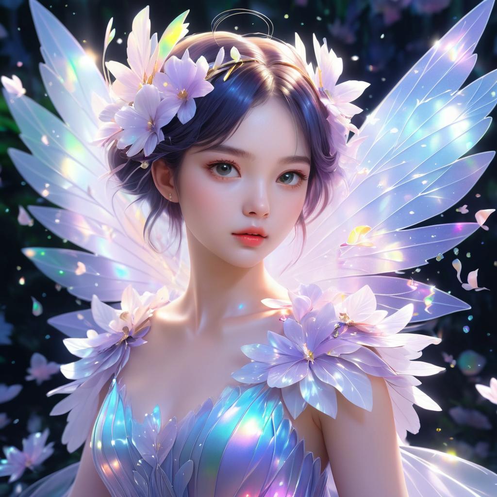 Enchanting Anime Fairy Portrait with Wings