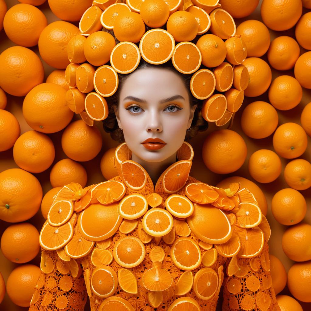 Surreal Orange Fashion Portrait of a Woman