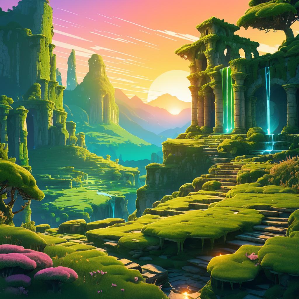 Enchanting Fantasy Landscape at Sunset