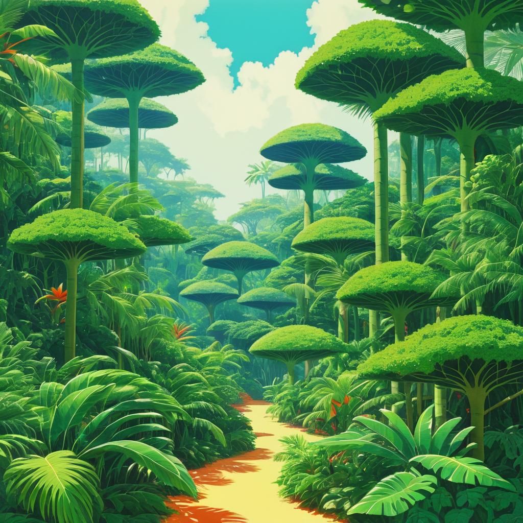 Surreal Tropical Landscapes with Human Heads