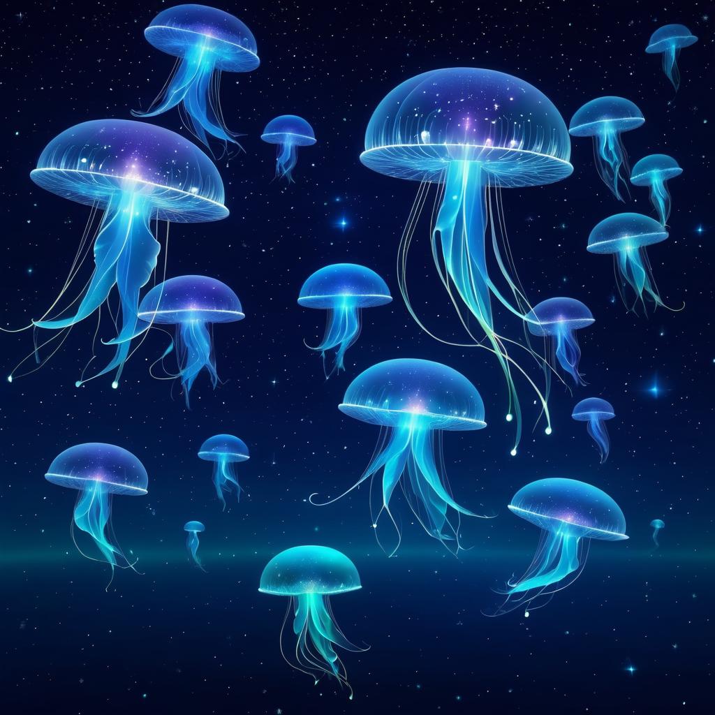 Bioluminescent Jellyfish on Star Map