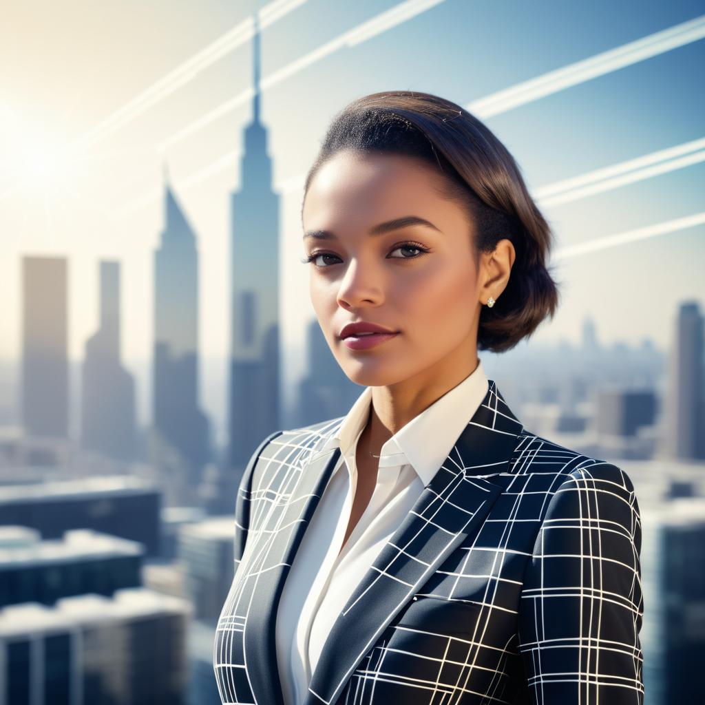 Elegant Businesswoman Against City Skyline