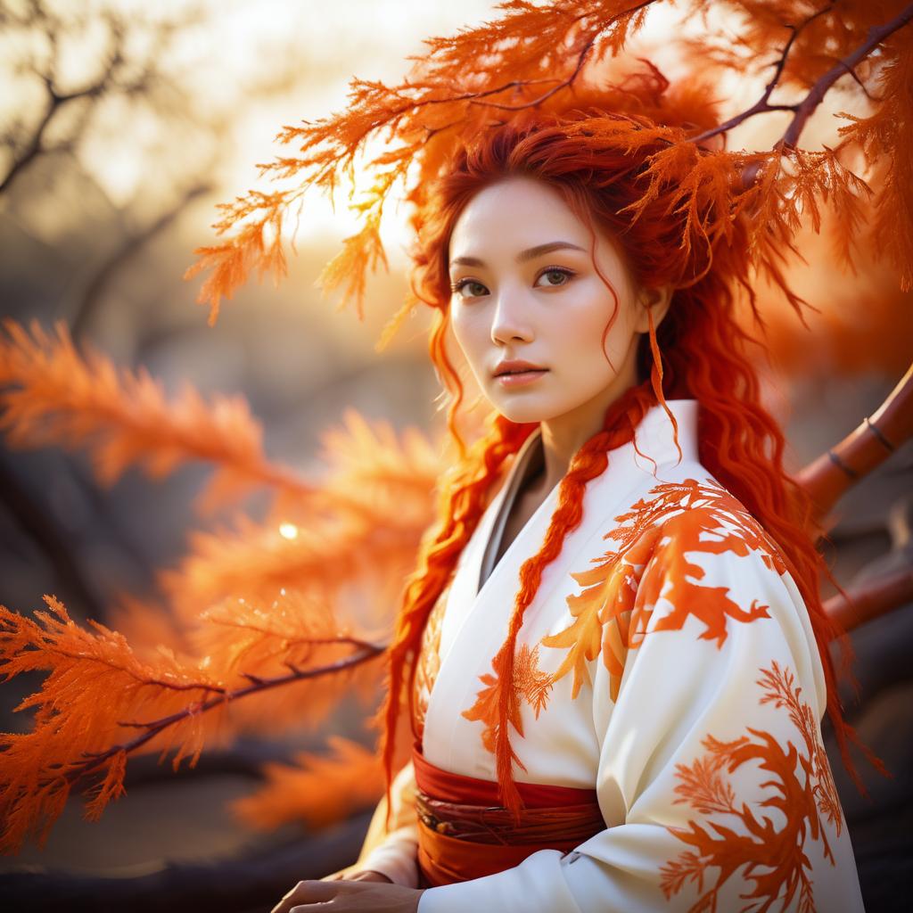 Ethereal Phoenix Woman in Vibrant Portrait