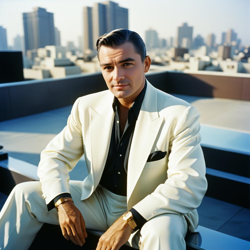 Futuristic Clark Gable Rooftop Portrait