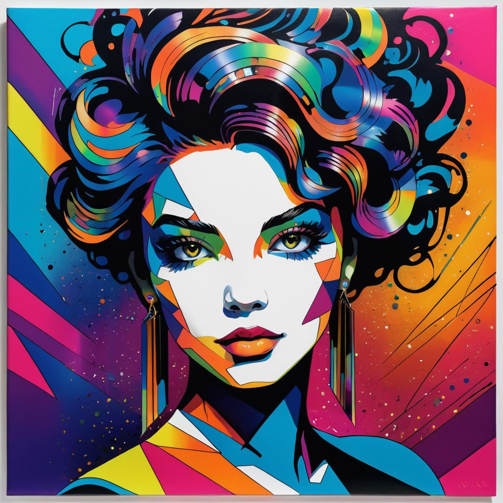 Vibrant Geometric Hair Art Inspired by Delacroix