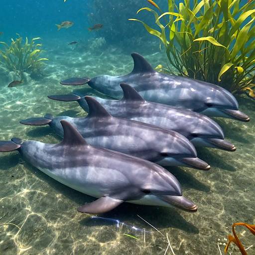 Plump Dolphins Resting in Shallow Waters