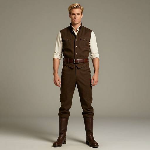 Blonde Male in Brown Attire