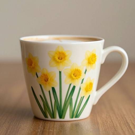 Elegant Daffodil Latte Cup Design