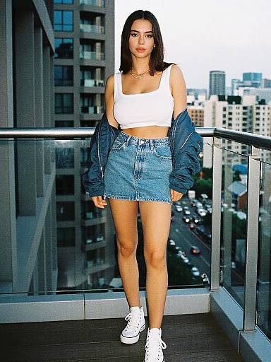 Sporty Chic Woman on Luxury Balcony
