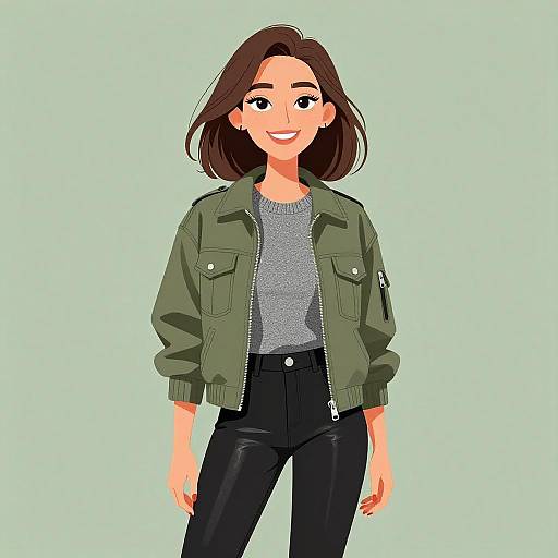 Smiling Woman in Casual Chic Outfit