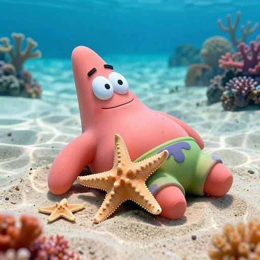 Photorealistic Patrick Star on Seabed