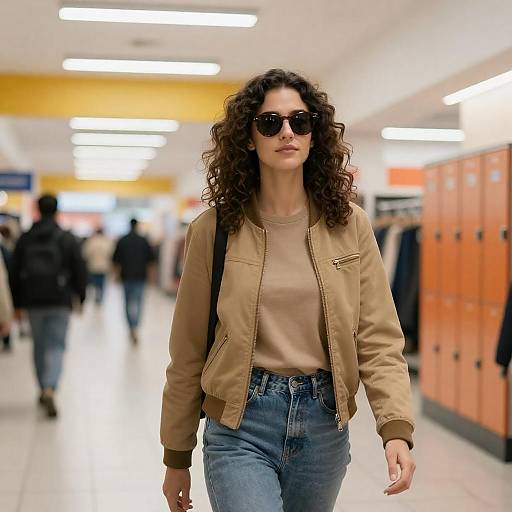 Confident Woman in Bright Shopping Mall