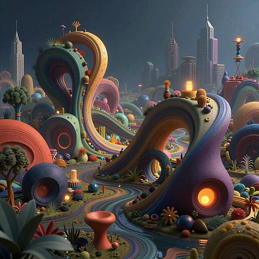 Surreal CAC Landscape with Futuristic City