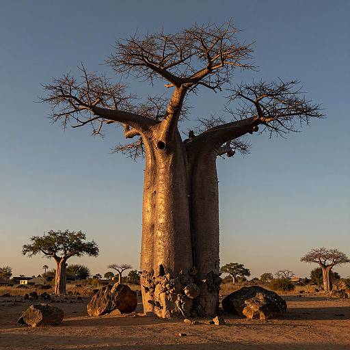 Giant Baobab Tree at Golden Hour