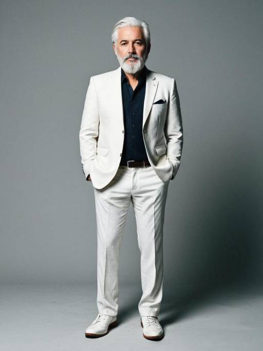 Elegant Senior Man in White Suit