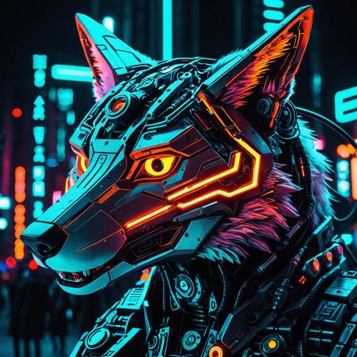 Futuristic Neon Fox in Cyberpunk World Futuristic Neon Fox in Cyberpunk World