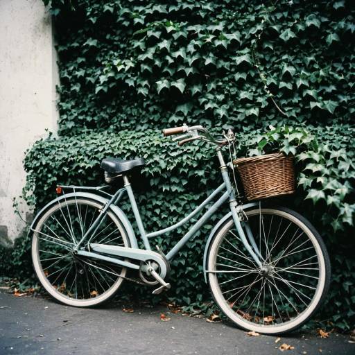 Vintage Bicycle Against Ivy Wall
