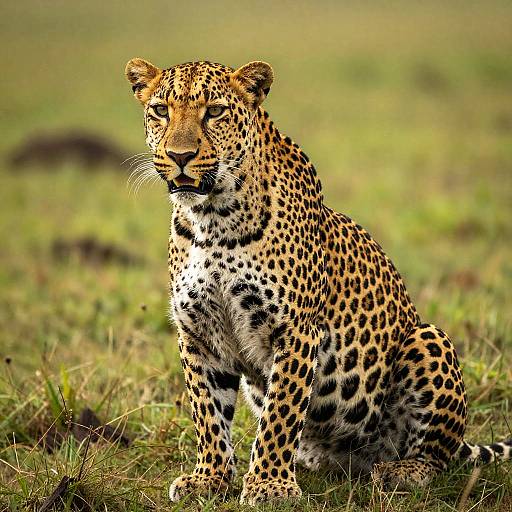 Golden Leopard in Sunlit Savannah