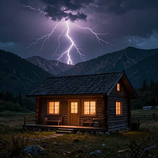 Cozy Cabin Amid Lightning Storm