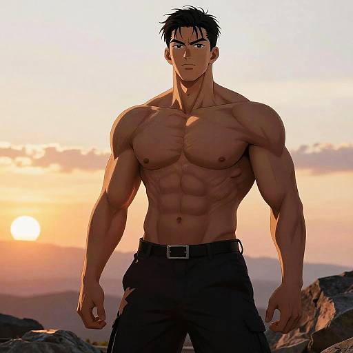 Muscular Anime Males Posing Confidently