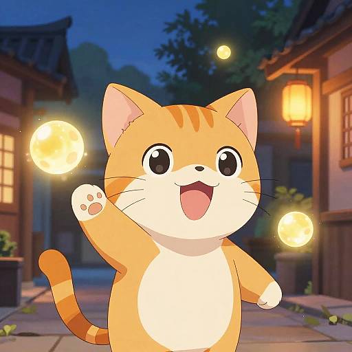 Cheerful Orange Cat Boy Anime