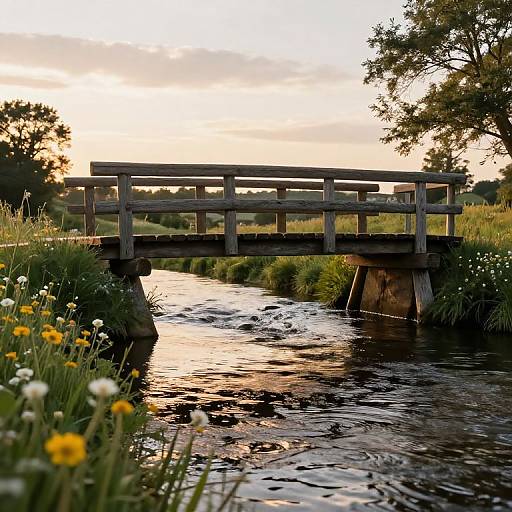 Rustic Bridge Over Tranquil Stream