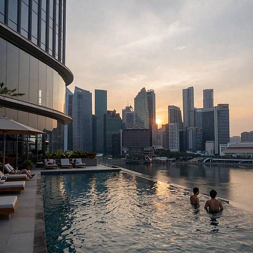 Sunset Rooftop Infinity Pool Cityscape