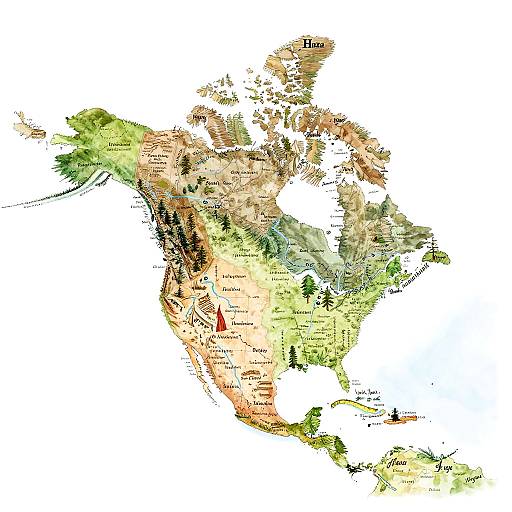 Artistic North America Indigenous Map