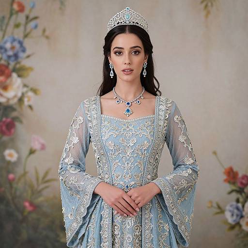 Elegant Woman in Pale Blue Gown