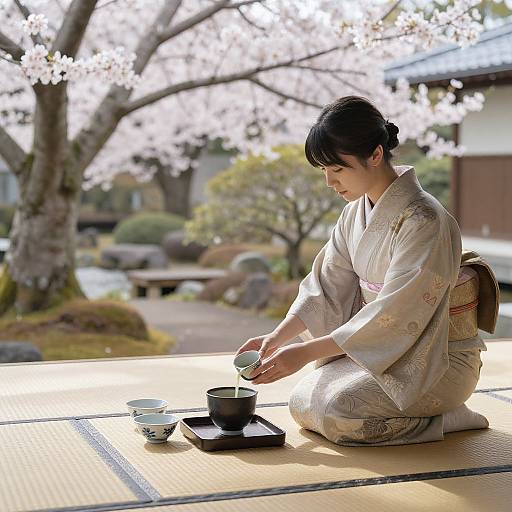 Serene Japanese Tea Ceremony Scene