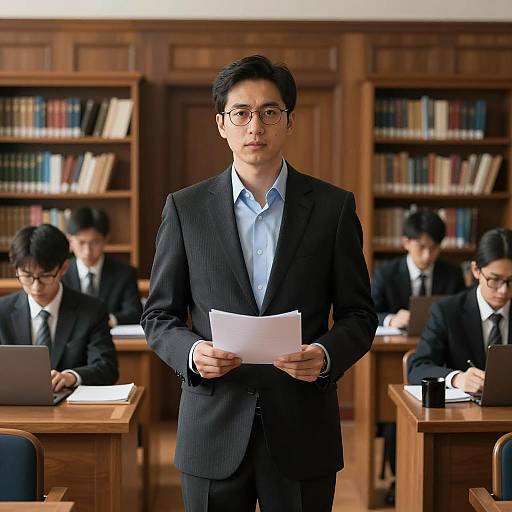 Sophisticated Man in Library Setting