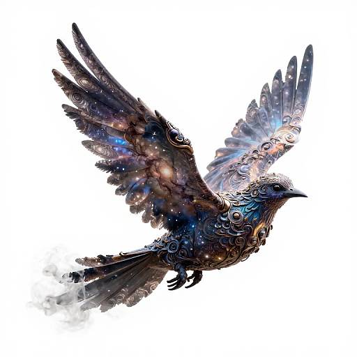 Iridescent Galactic Bird Wedding Scene