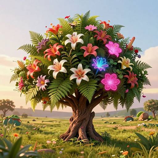 Vibrant 3D Fantasy Blossom Tree