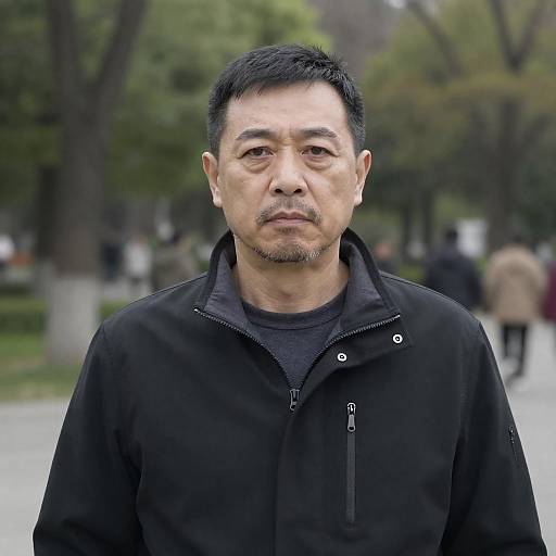 Serious Middle-Aged Man in Park