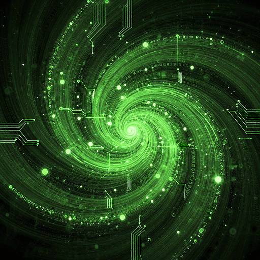 Abstract Green Circuitry Art