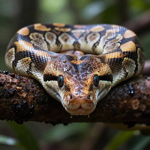 Hyperrealistic Python Face in Rainforest