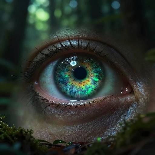 Hyper-Realistic Glowing Green Eyes