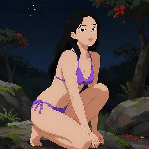 Serene Woman Under Starry Night