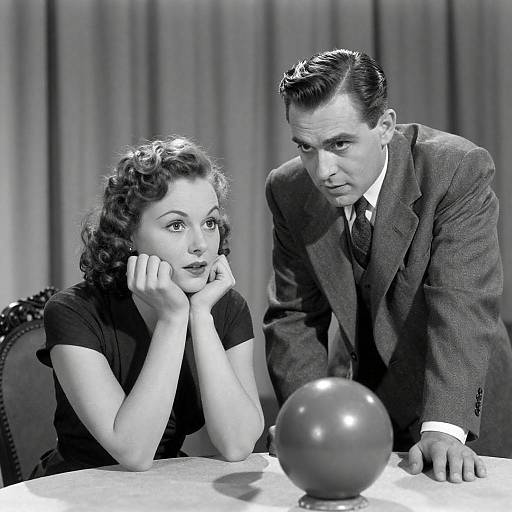 1940s Couple at Table with Sphere