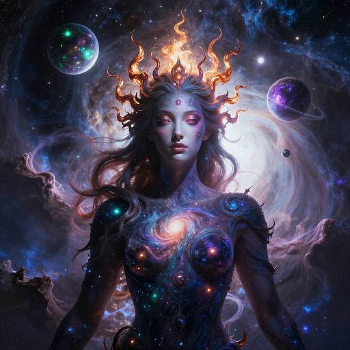 Celestial Guardian in Cosmic Nebula