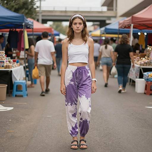 Young Woman at Vibrant Outdoor Market