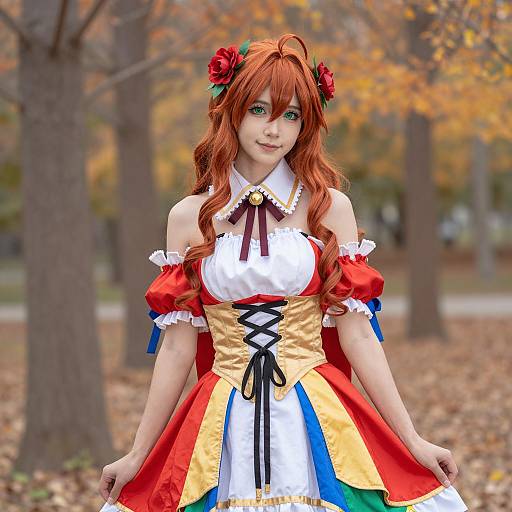 Female Cosplayer in Colorful Fantasy Dress