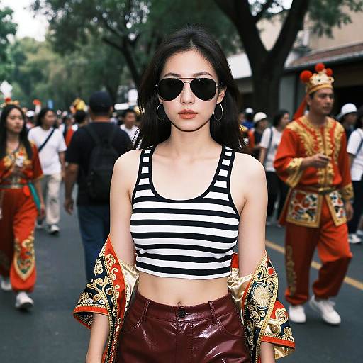 Willowy Woman in Mexican Parade